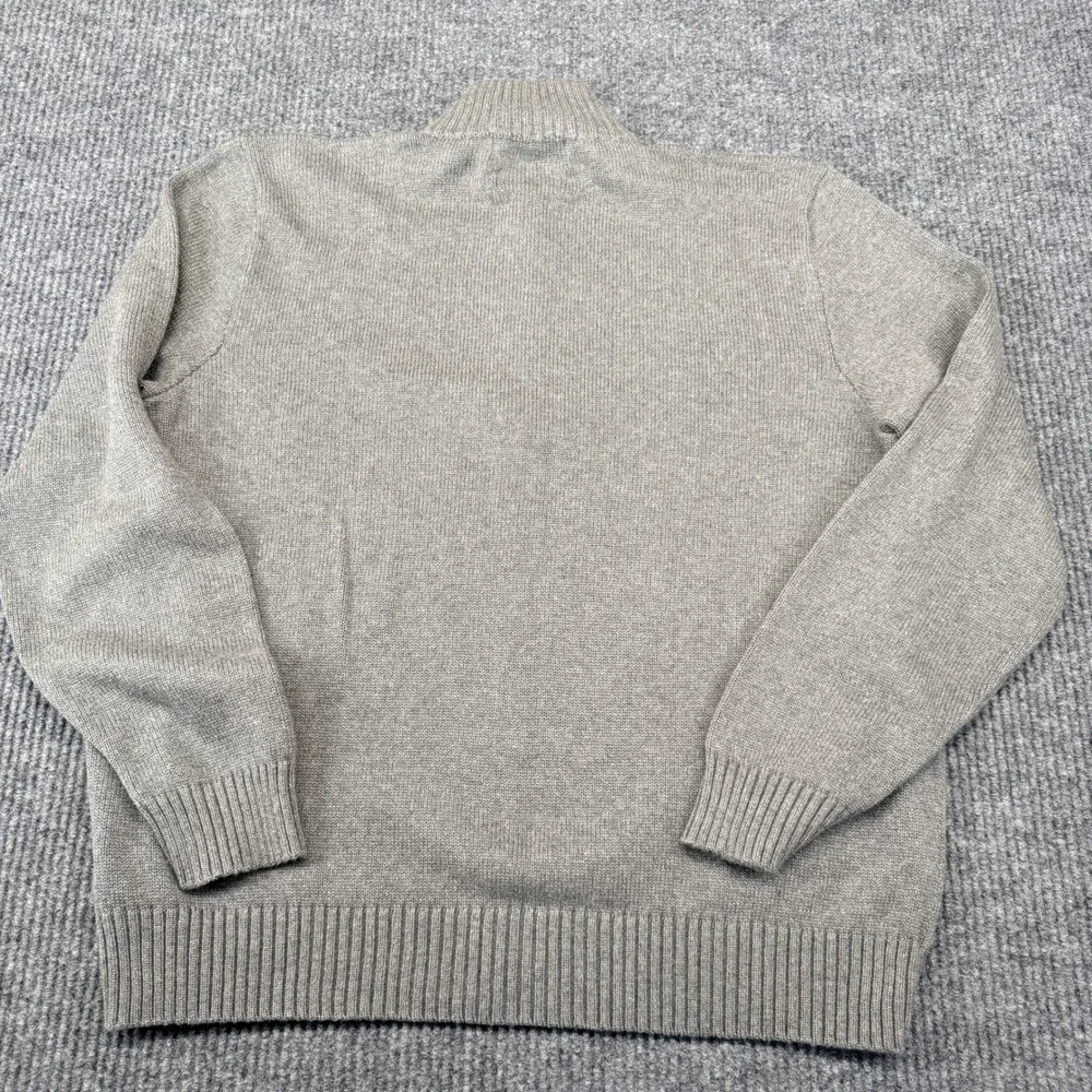 Polo Ralph Lauren Quarter Zip Sweater Mens XL Tan Cotton Knit Red Pony Logo